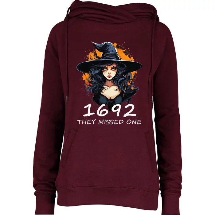 1692 They Missed One Funny Salem Halloween Womens Funnel Neck Pullover Hood