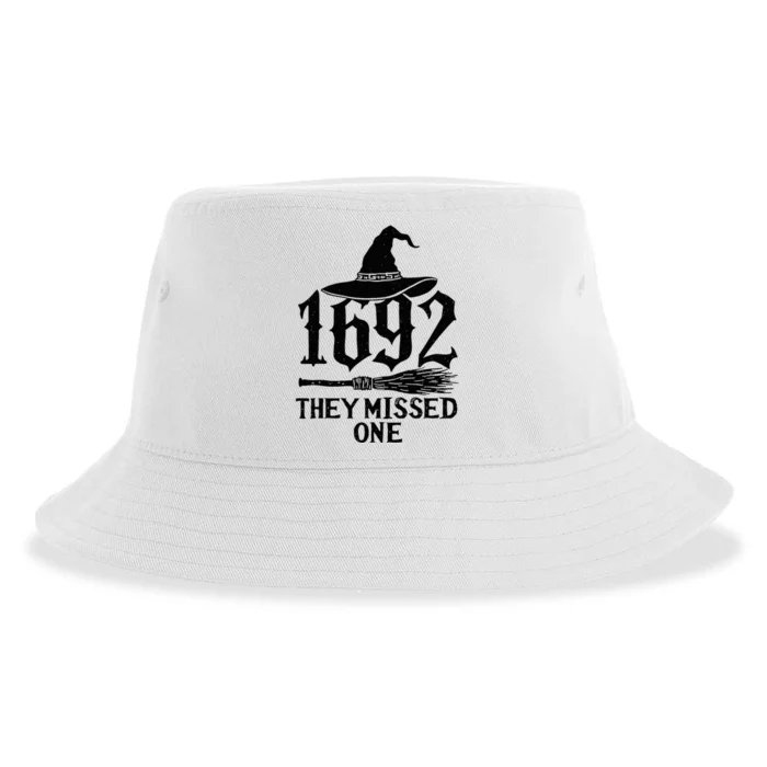 1692 They Missed One Halloween Feminist Witch Trials Sustainable Bucket Hat