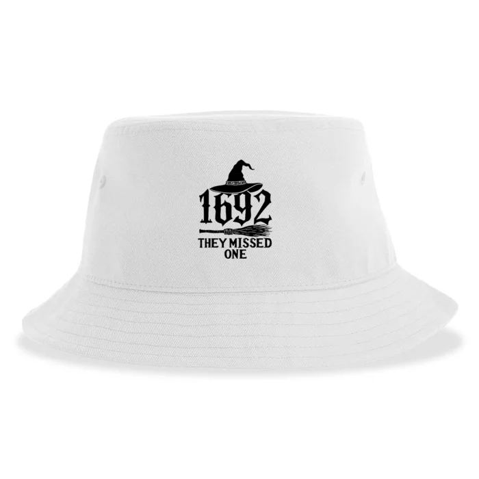 1692 They Missed One Halloween Feminist Witch Trials Sustainable Bucket Hat