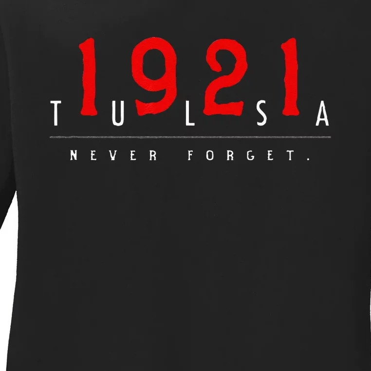 1921 Tulsa Oklahoma Black Wall Street Never Forget Graphic Ladies Long Sleeve Shirt