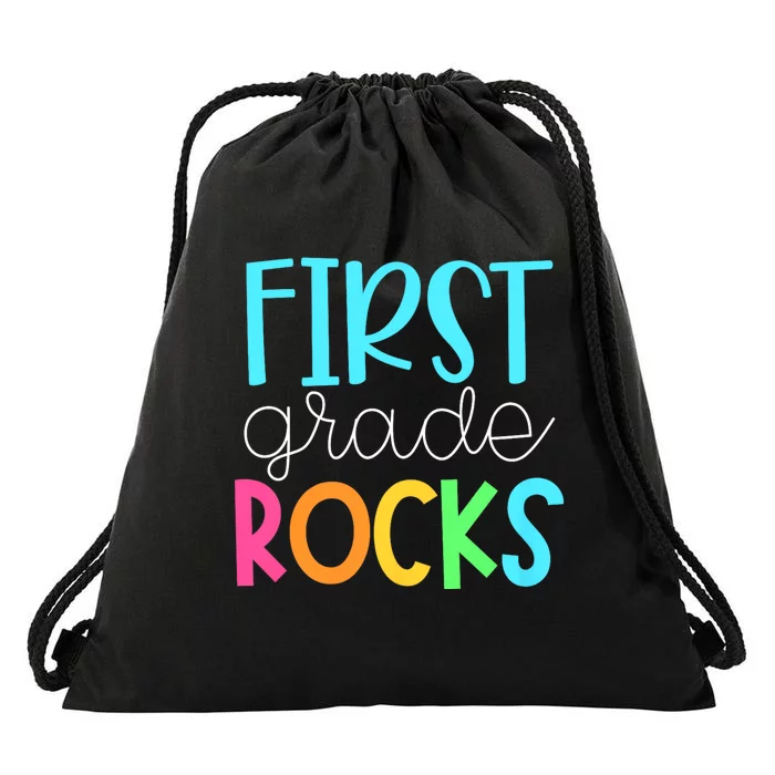 1st Teacher Team First Grade Rocks First Day Of Back To School Drawstring Bag