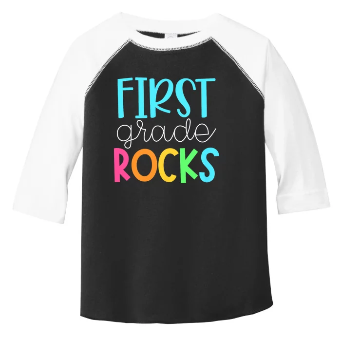 1st Teacher Team First Grade Rocks First Day Of Back To School Toddler Fine Jersey T-Shirt