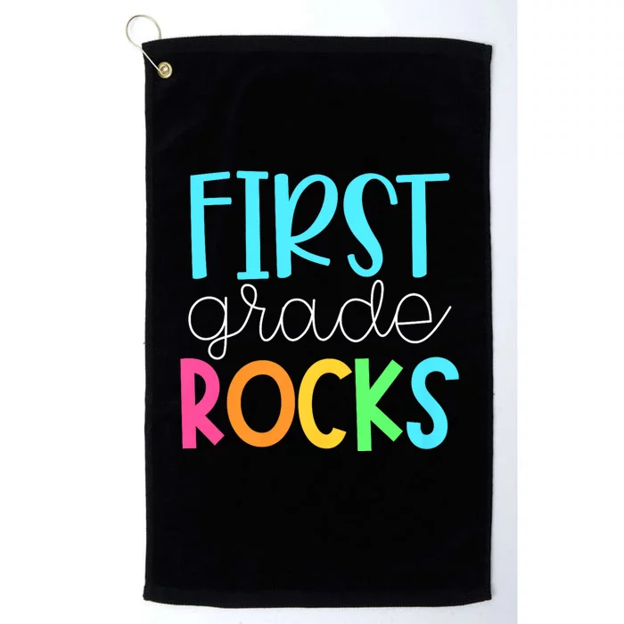 1st Teacher Team First Grade Rocks First Day Of Back To School Platinum Collection Golf Towel