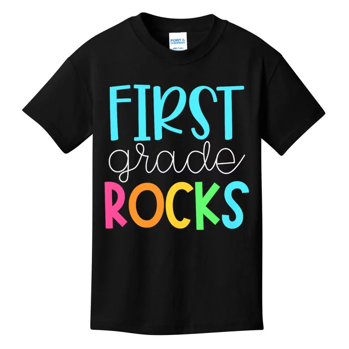 1st Teacher Team First Grade Rocks First Day Of Back To School Kids T-Shirt