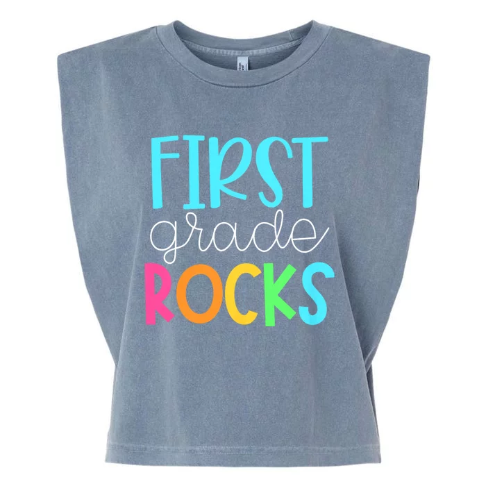 1st Teacher Team First Grade Rocks First Day Of Back To School Garment-Dyed Women's Muscle Tee