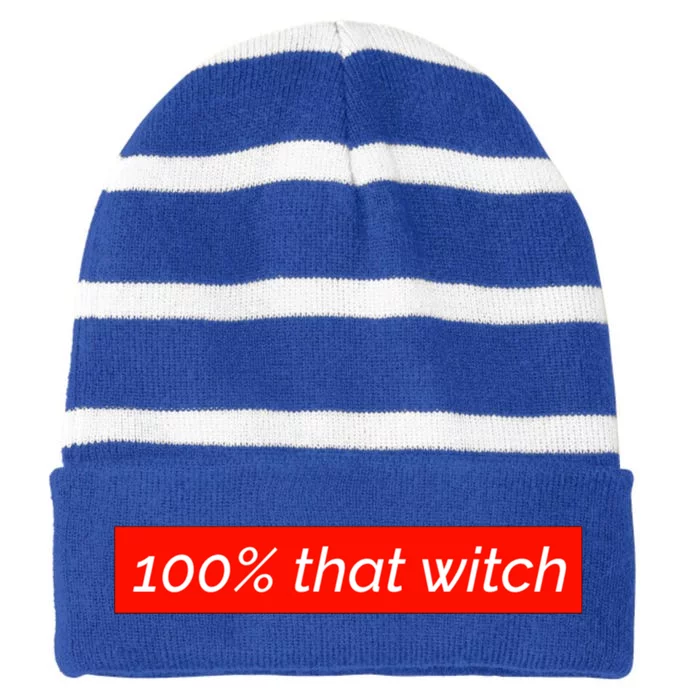 100% That Witch Gift Striped Beanie with Solid Band