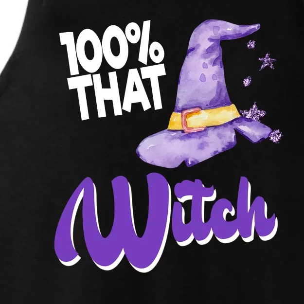 100% That Witch Funny Halloween Ladies Tri-Blend Wicking Tank