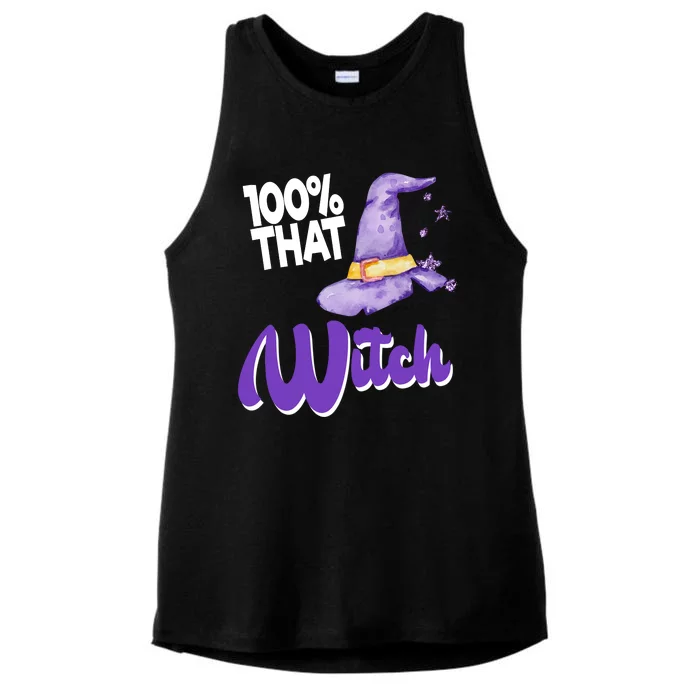 100% That Witch Funny Halloween Ladies Tri-Blend Wicking Tank