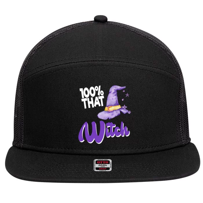 100% That Witch Funny Halloween 7 Panel Mesh Trucker Snapback Hat