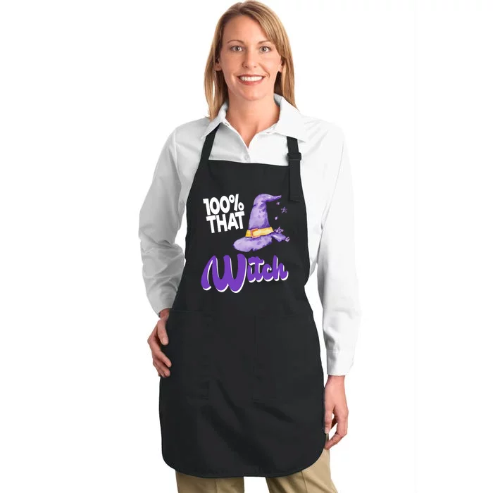 100% That Witch Funny Halloween Full-Length Apron With Pocket