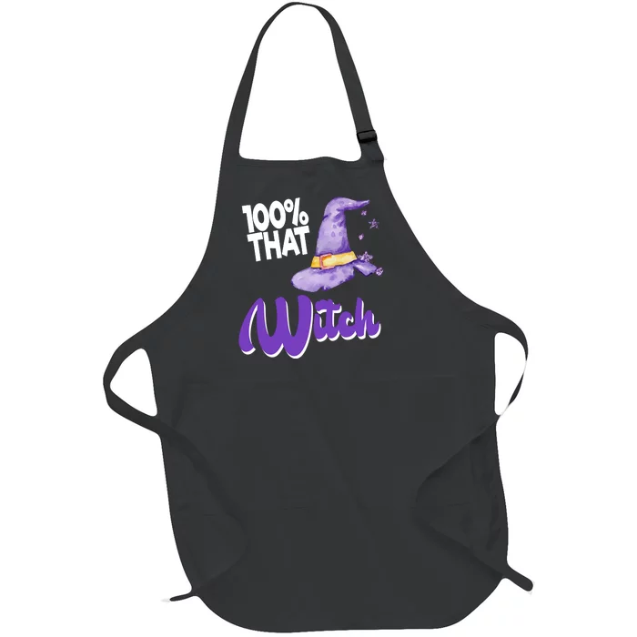 100% That Witch Funny Halloween Full-Length Apron With Pocket