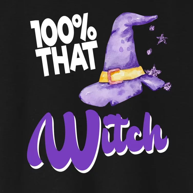 100% That Witch Funny Halloween Women's Crop Top Tee