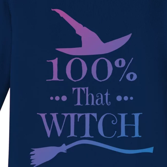 100% That Witch Dna Funny Halloween Witches Casual Cute Gift Baby Long Sleeve Bodysuit