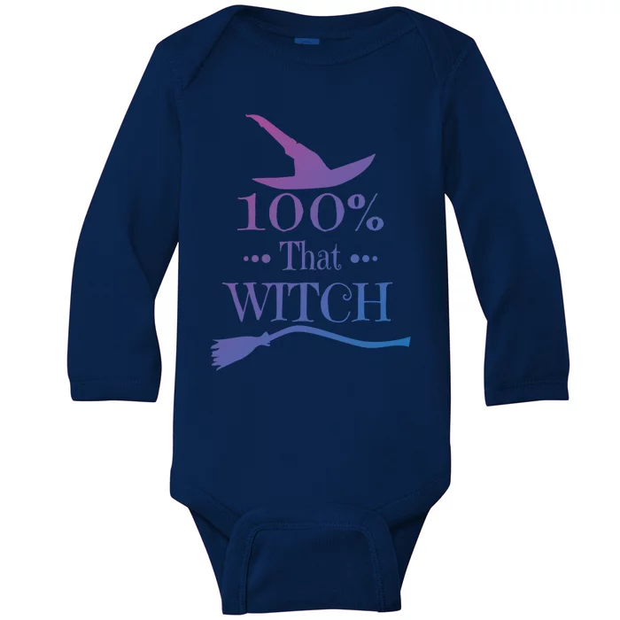 100% That Witch Dna Funny Halloween Witches Casual Cute Gift Baby Long Sleeve Bodysuit