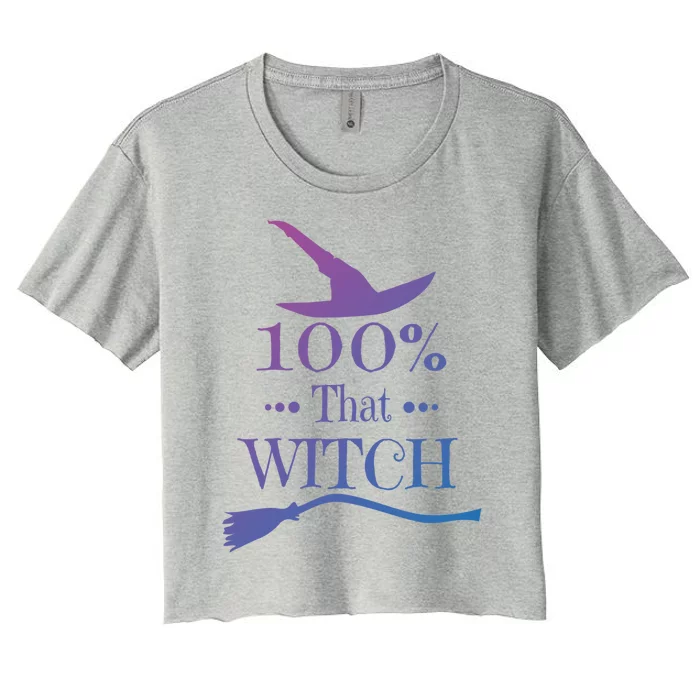 100% That Witch Dna Funny Halloween Witches Casual Cute Gift Women's Crop Top Tee