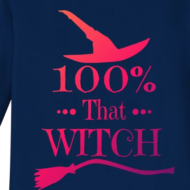 100% That Witch Dna Funny Halloween Witches Casual Cute Gift Baby Long Sleeve Bodysuit