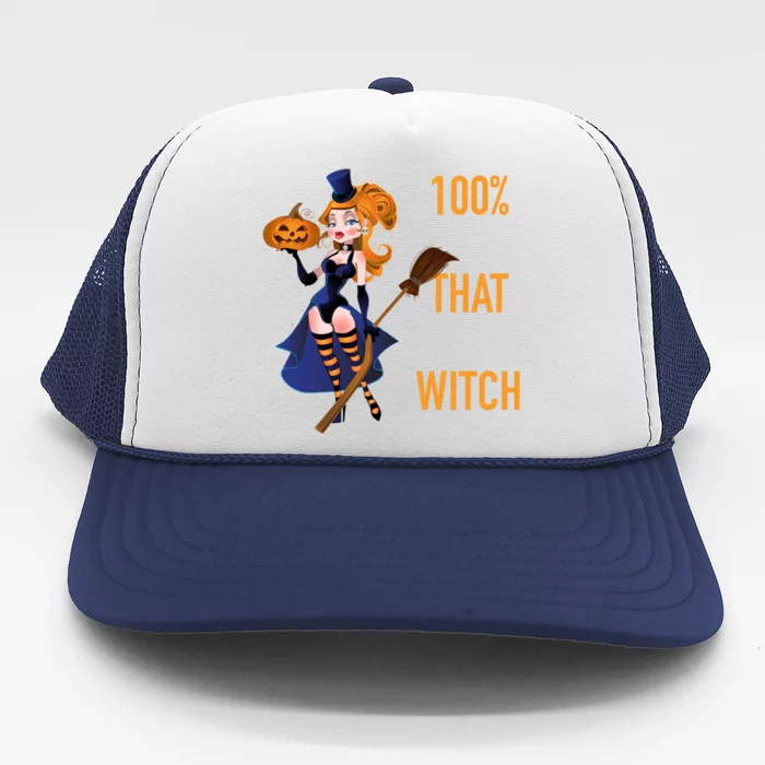 100% That Witch Sexy Witch Halloween Costume Gift Trucker Hat