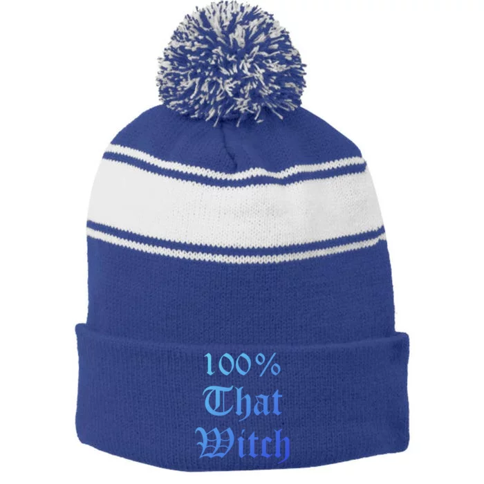 100% That Witch Gift Stripe Pom Pom Beanie