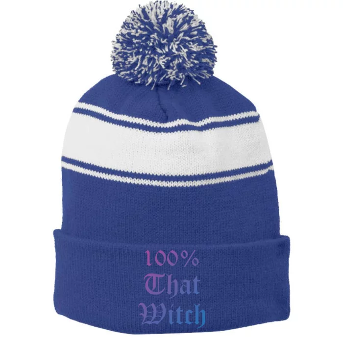 100% That Witch Gift Stripe Pom Pom Beanie