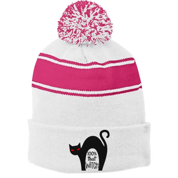 100% That Witch Cool Gift Stripe Pom Pom Beanie