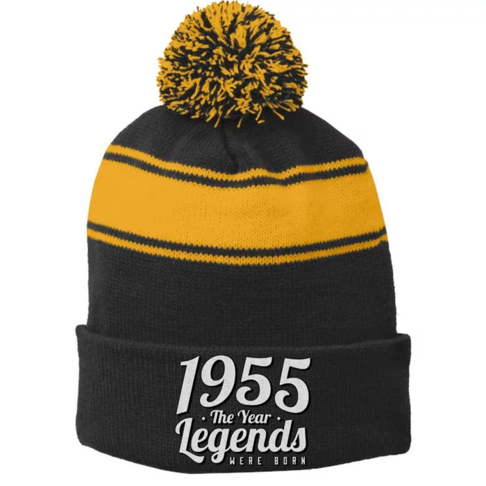 1955 The Year Legends Were Born Stripe Pom Pom Beanie