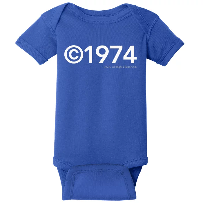 1974 U.S.A. All Rights Reserved. Birthday Year Baby Bodysuit