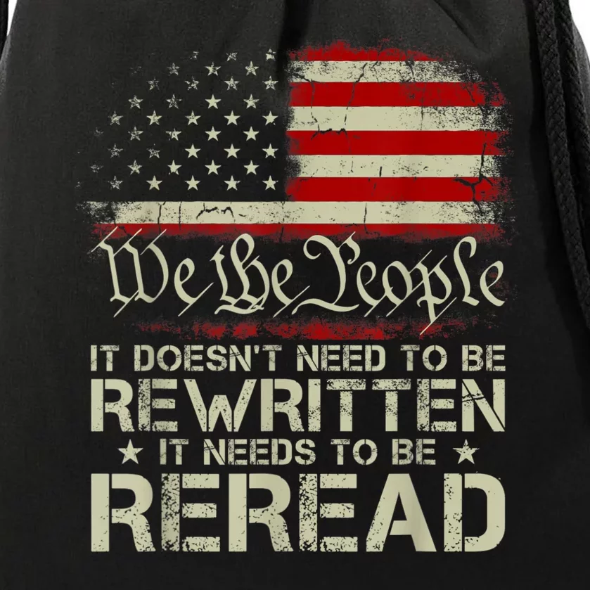 1776 Usa Flag We The People It Doesn’t Need To Be Rewritten Drawstring Bag