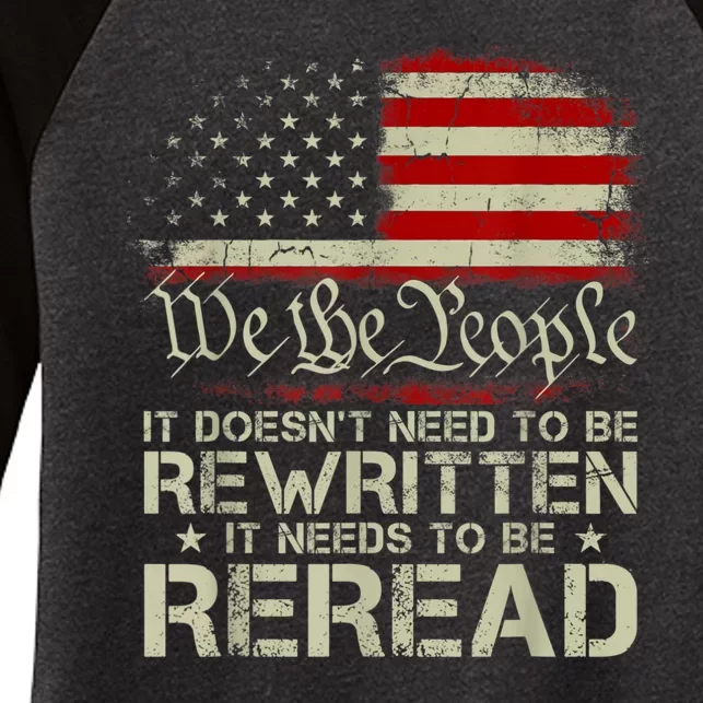 1776 Usa Flag We The People It Doesn’t Need To Be Rewritten Women's Tri-Blend 3/4-Sleeve Raglan Shirt