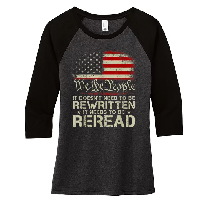 1776 Usa Flag We The People It Doesn’t Need To Be Rewritten Women's Tri-Blend 3/4-Sleeve Raglan Shirt