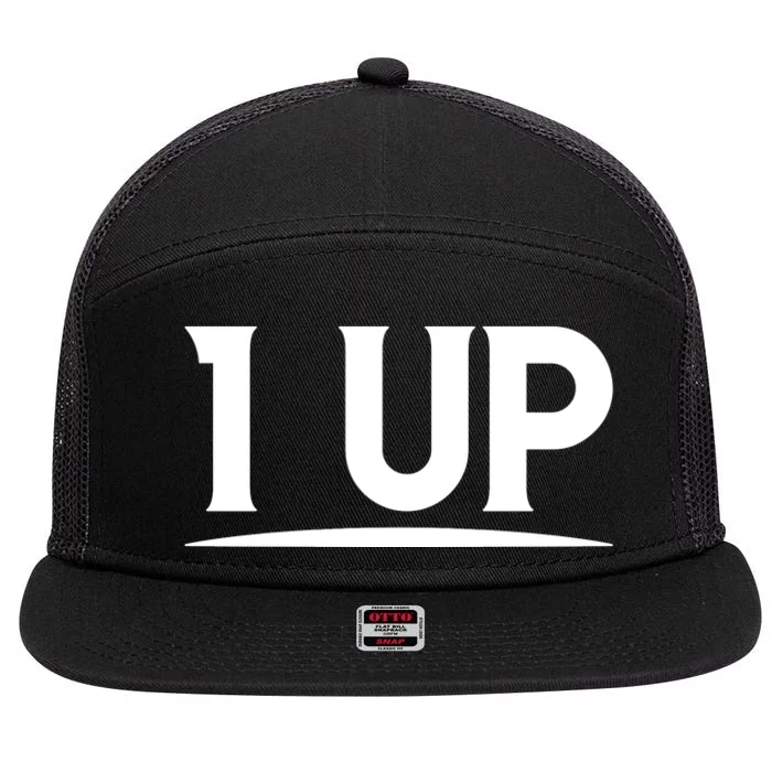 1 UP Funny Fathers Day T 7 Panel Mesh Trucker Snapback Hat