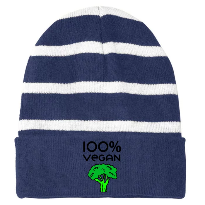 100 % Vegan Striped Beanie with Solid Band