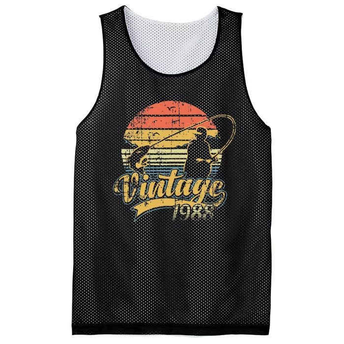 1988 Vintage 30th Birthday Lucky Fishing Gift Mesh Reversible Basketball Jersey Tank