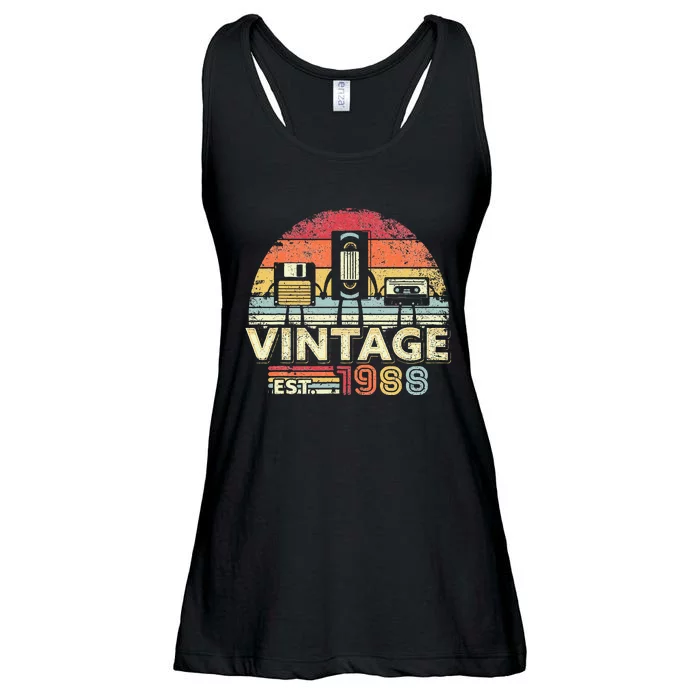 1988 Vintage Birthday Gift Funny Music Tech Humor Ladies Essential Flowy Tank