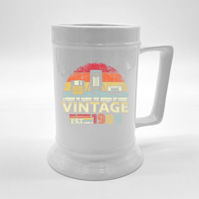 1989. Vintage Birthday Gift, Funny Music, Tech Humor Front & Back Beer Stein