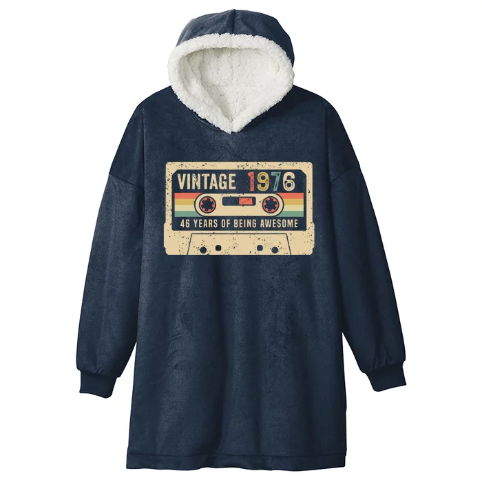 1976 Vintage Cassette Tape 46th Birthday Hooded Wearable Blanket