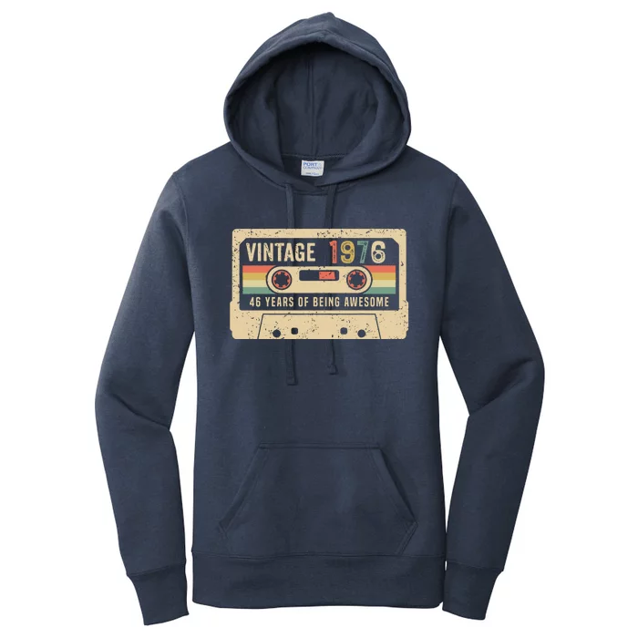 1976 Vintage Cassette Tape 46th Birthday Women's Pullover Hoodie