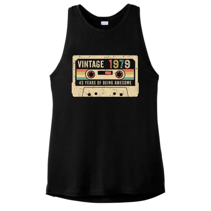 1979 Vintage Cassette Tape 43rd Birthday Ladies Tri-Blend Wicking Tank