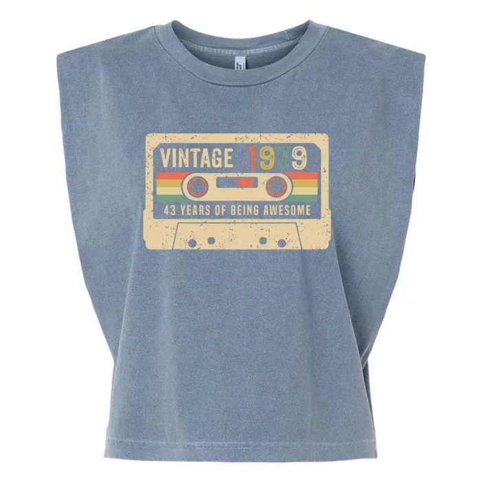 1979 Vintage Cassette Tape 43rd Birthday Garment-Dyed Women's Muscle Tee