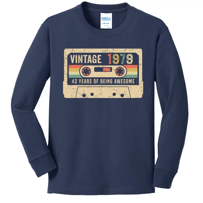 1979 Vintage Cassette Tape 43rd Birthday Kids Long Sleeve Shirt