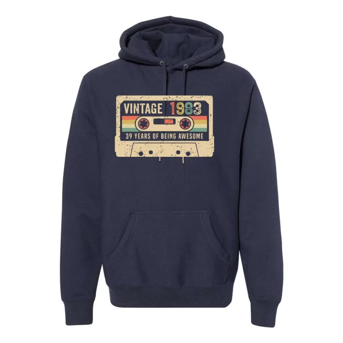 1983 Vintage Cassette Tape 39th Birthday Premium Hoodie