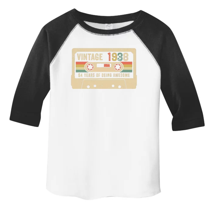 1938 Vintage Cassette Tape 84th Birthday Toddler Fine Jersey T-Shirt