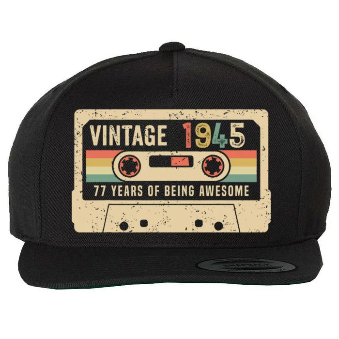 1945 Vintage Cassette Tape 77th Birthday Wool Snapback Cap