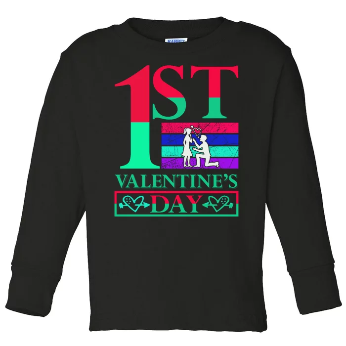 1st Valentine's Day Toddler Long Sleeve Shirt