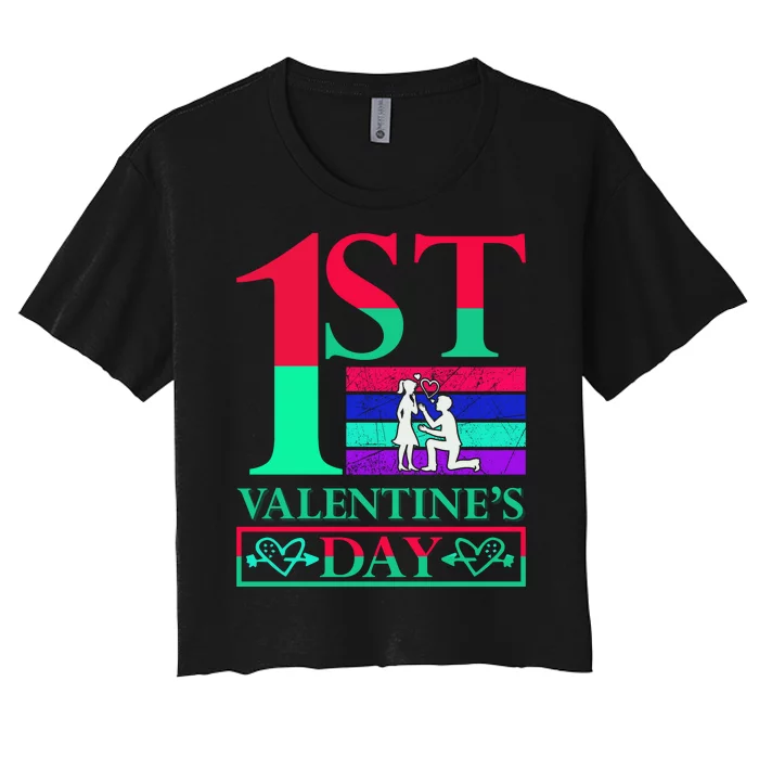 1st Valentine's Day Women's Crop Top Tee