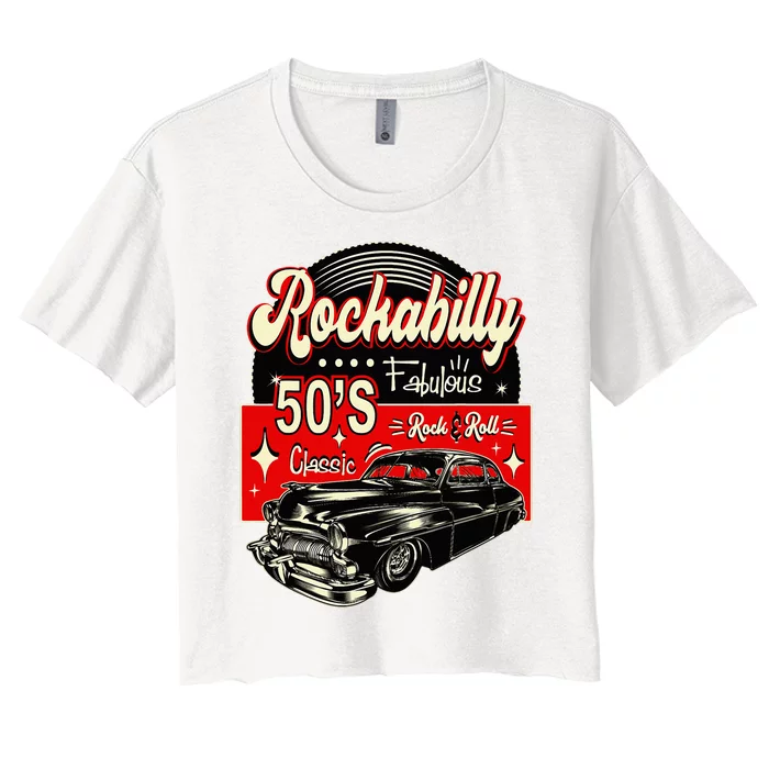 1950s Vintage Rockabilly Swing 50s Sock Hop Doo Wop Rocker Women's Crop Top Tee