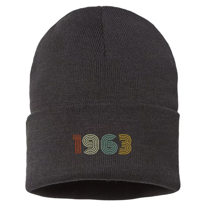 1963 Vintage Retro, 60th Birthday Gifts For And Women Sustainable Knit Beanie