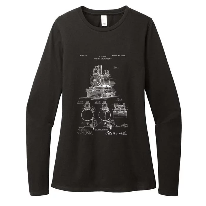 1898 Vintage Steam Engine Locomotive Patent Print Womens CVC Long Sleeve Shirt