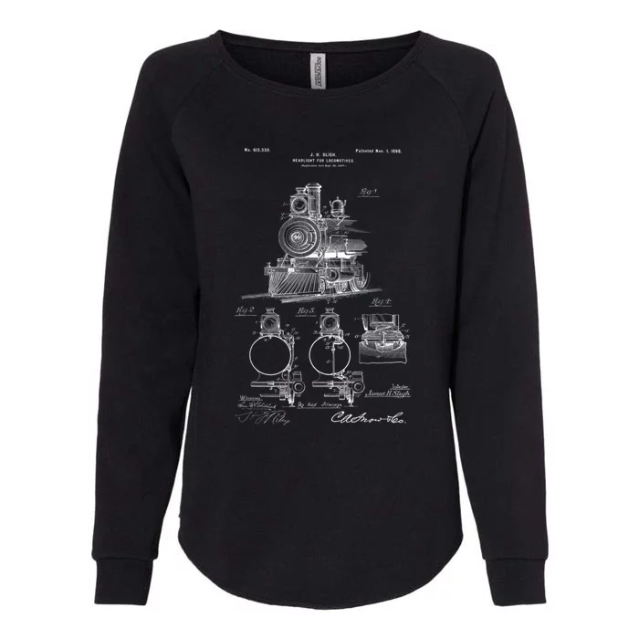 1898 Vintage Steam Engine Locomotive Patent Print Womens California Wash Sweatshirt