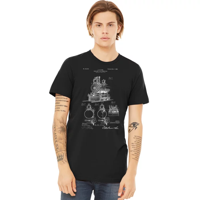 1898 Vintage Steam Engine Locomotive Patent Print Premium T-Shirt