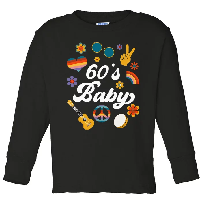 1960s Vintage Sixties Costume Party 60s Hippie Theme Party Toddler Long Sleeve Shirt